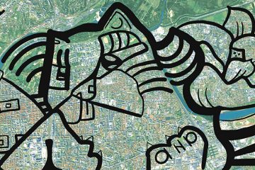 aNa artiste propose une idée d'animation team building Villeurbanne fresque commune de la ville imaginée d'après la vue aérienne